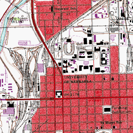 Topographic Map of University of Nebraska Historical Marker, NE