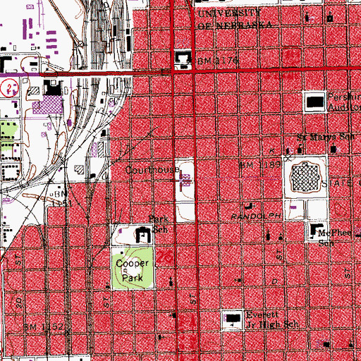 Topographic Map of County-City Building Historical Marker, NE