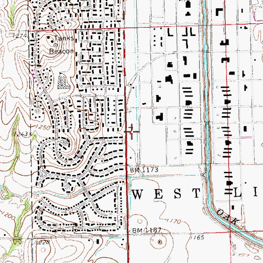 Topographic Map of Nine-Mile Prairie Historical Marker, NE