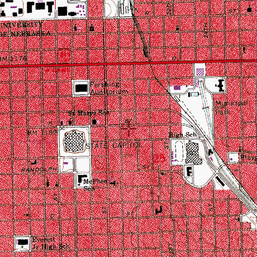 Topographic Map of Kaplan University - Lincoln Campus, NE