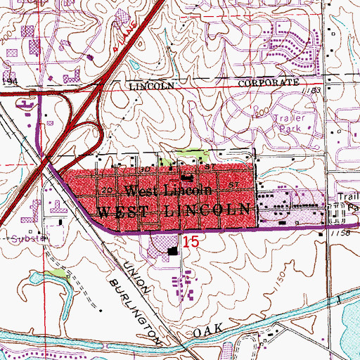 Topographic Map of West Lincoln Elementary School, NE