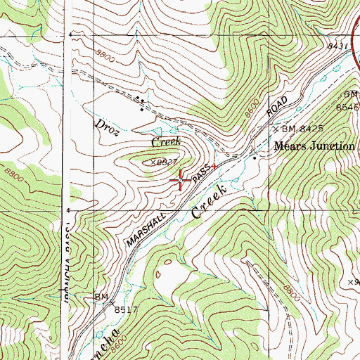 Topographic Map of Droz Creek, CO