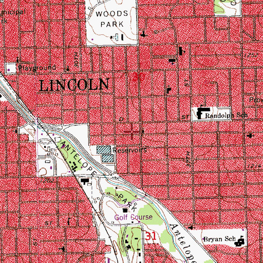 Topographic Map of Latvian Evangelical Church of Lincoln, NE