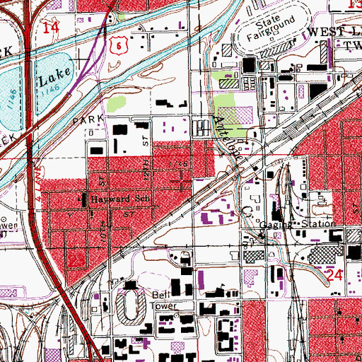 Topographic Map of Latvian Saint Johns Evangelical Church, NE