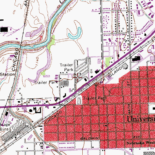 Topographic Map of Center Court Mobile Home Park, NE