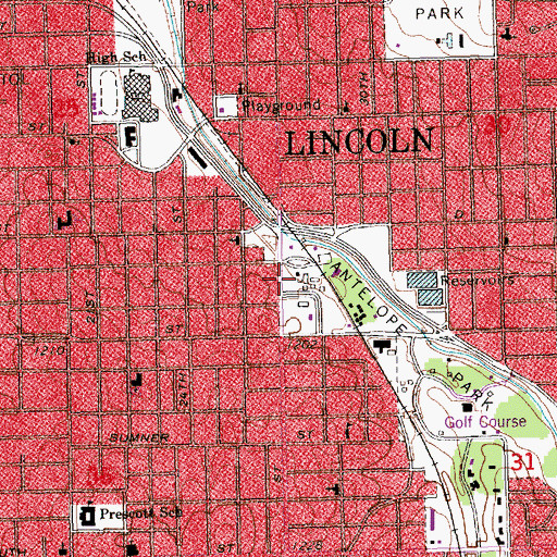 Topographic Map of Folsom Childrens Zoo and Botanical Garden, NE