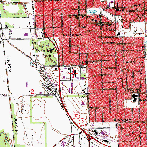 Topographic Map of Indian Village Shopping Center, NE