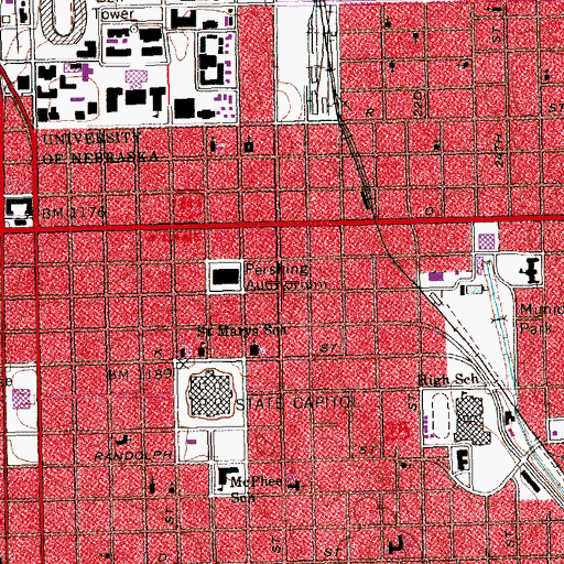 Topographic Map of Mutual of Omaha Health Plans of Lincoln Center, NE