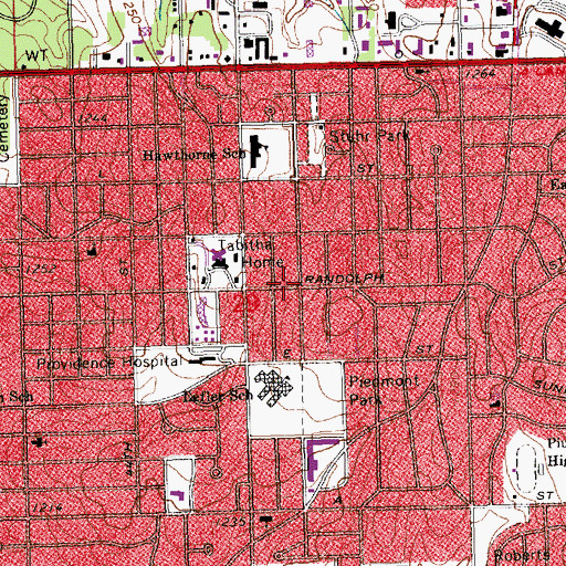 Topographic Map of Temple Baptist Church, NE