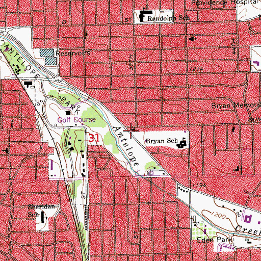 Topographic Map of Antelope Park Church of the Brethren, NE