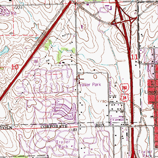 Topographic Map of Islamic Foundation, NE