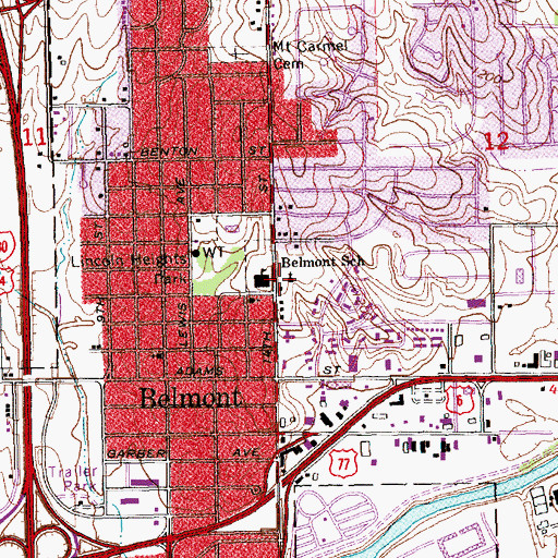 Topographic Map of Belmont Baptist Church, NE