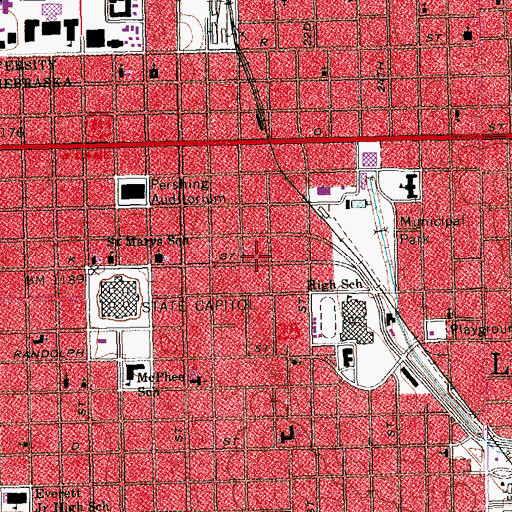 Topographic Map of First Christian Church, NE