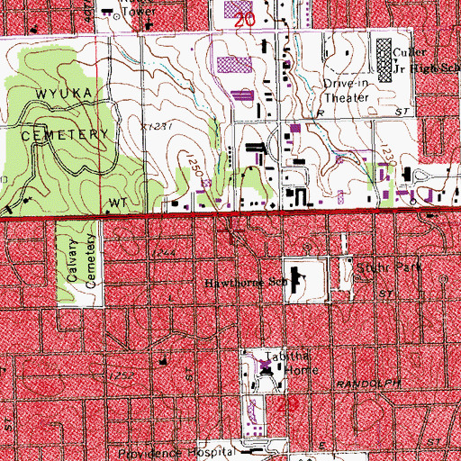 Topographic Map of Lincoln Wesleyan Church, NE