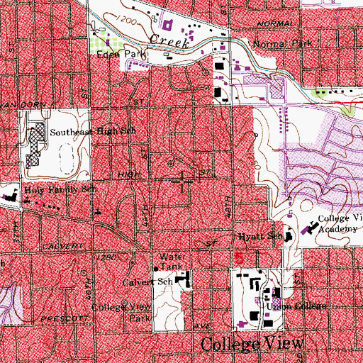 Topographic Map of Lincoln Friends Church, NE