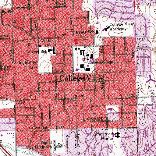 Topographic Map of College View Seventh Day Adventist Church, NE