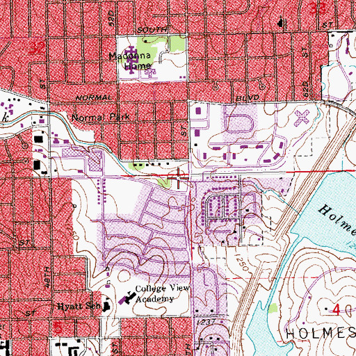 Topographic Map of Holmes Park Bible Church, NE