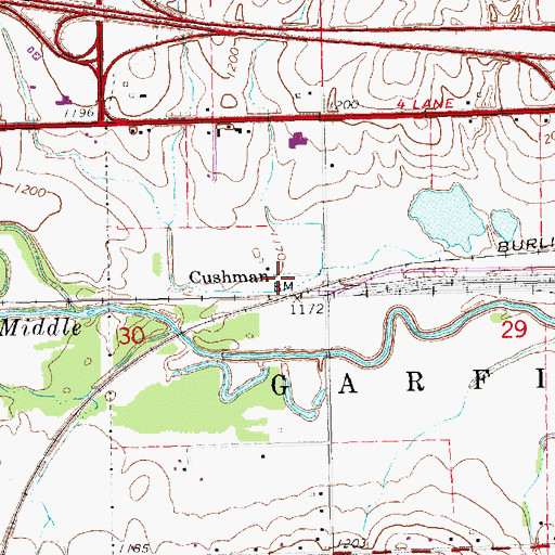 Topographic Map of Cushman, NE