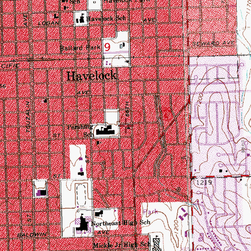 Topographic Map of Northeast Missionary Church, NE