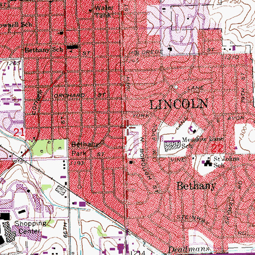 Topographic Map of Eastside Church of Christ, NE
