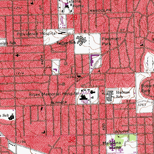 Topographic Map of Piedmont Park Community Church, NE