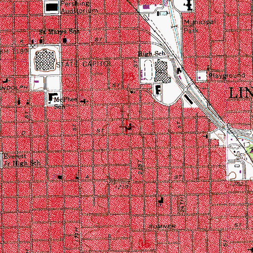 Topographic Map of First Plymouth Congregational Church, NE