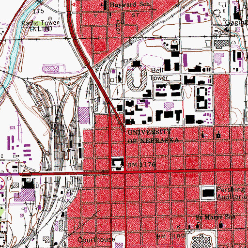 Topographic Map of Former Law Building, NE