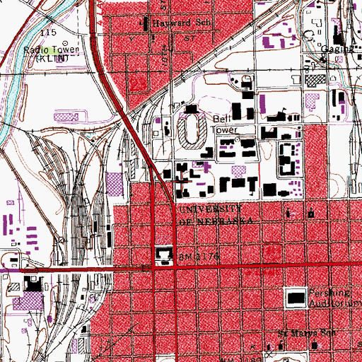 Topographic Map of Brace Laboratory, NE