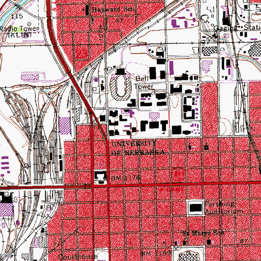 Topographic Map of Sheldon Memorial Art Gallery, NE