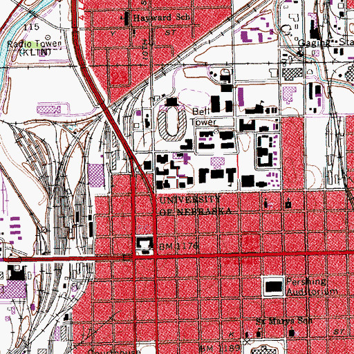 Topographic Map of Nelle Cochrane Woods Art Building, NE