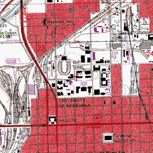 Topographic Map of Burnett Hall, NE