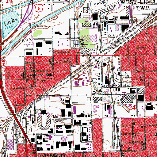 Topographic Map of Harper Residence Hall, NE