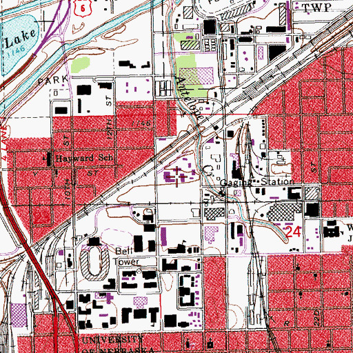 Topographic Map of Schramm Residence Hall, NE