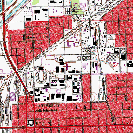 Topographic Map of Mabel Lee Hall, NE