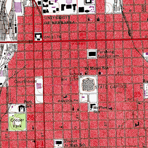 Topographic Map of First Baptist Church, NE