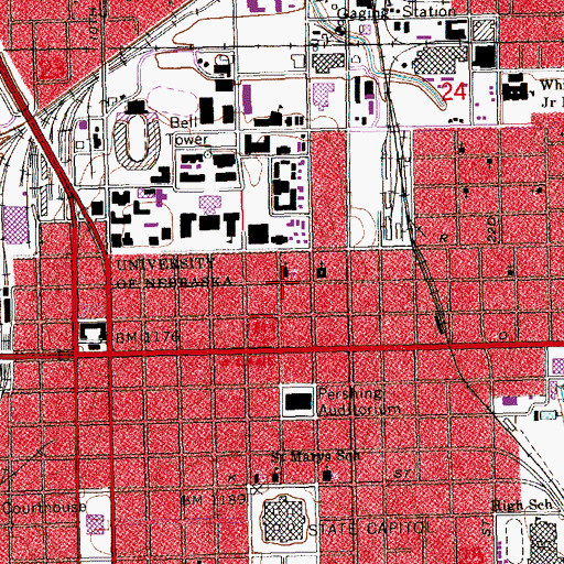 Topographic Map of University Lutheran Chapel, NE