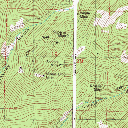 Topographic Map of Senator Mine, CO