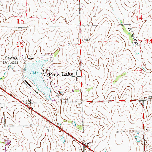 Topographic Map of Pine Lake Golf Course, NE