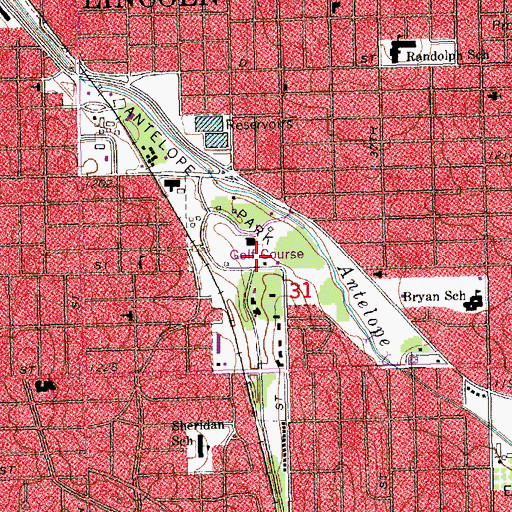 Topographic Map of Jim Ager Memorial Junior Golf Course, NE