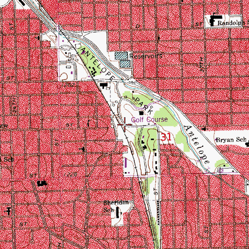 Topographic Map of Auld Recreation Center, NE