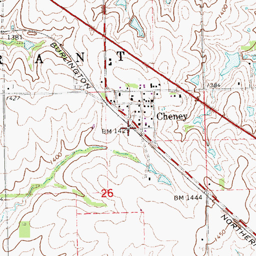 Topographic Map of Cheney, NE