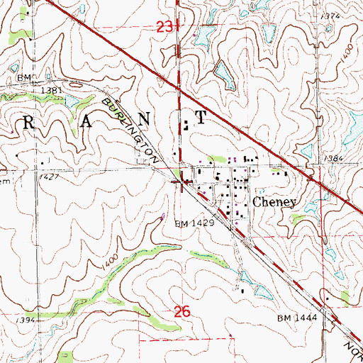 Topographic Map of Cheney Post Office (historical), NE