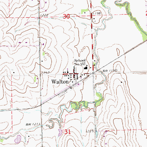 Topographic Map of Greenwood Farmers Cooperative Elevator, NE