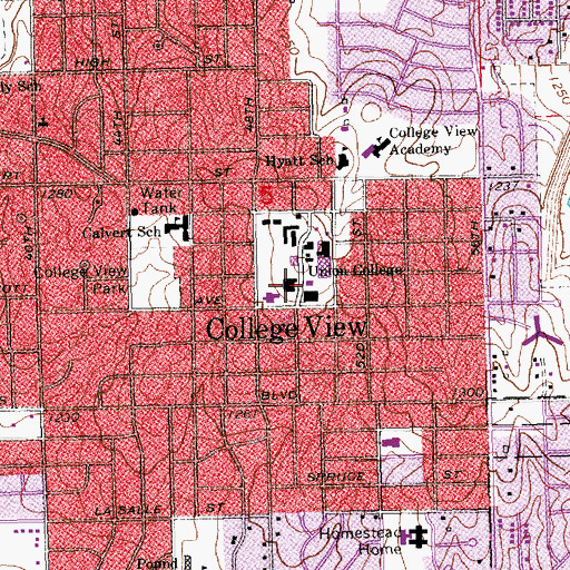 Topographic Map of Culver Hall, NE