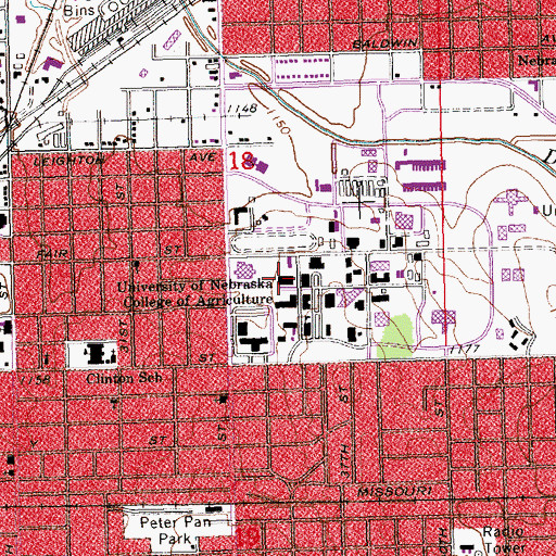 Topographic Map of East Campus Activities Building, NE