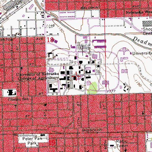 Topographic Map of Nebraska East Union, NE
