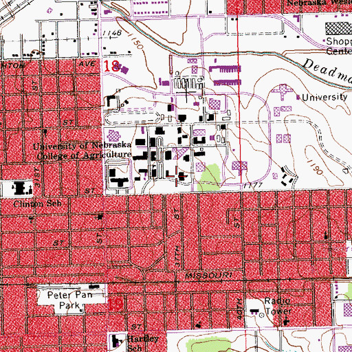 Topographic Map of Filley Hall and Dairy Store, NE