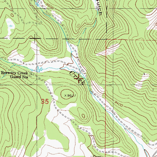 Topographic Map of Slaughterhouse Creek, CO