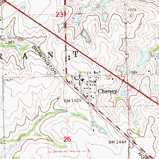 Topographic Map of Cheney Public School, NE