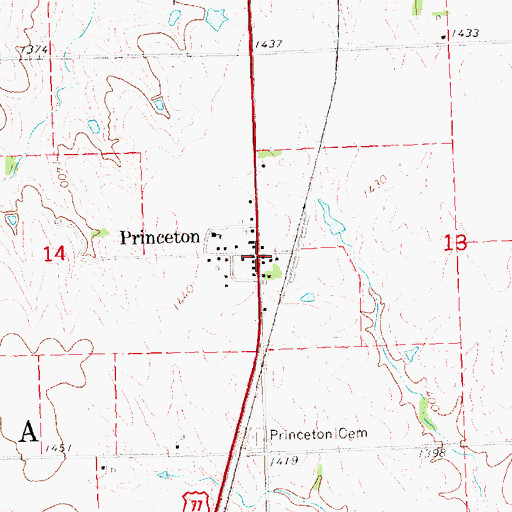 Topographic Map of Princeton Post Office, NE